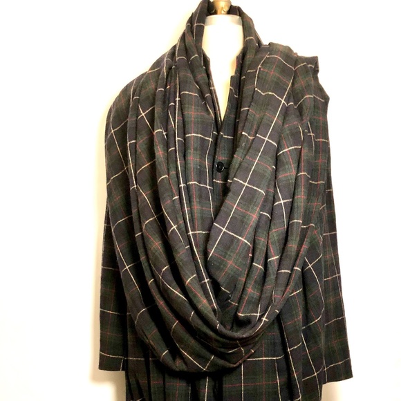 YOJI YAMAMOTO ARCHICVAL TARTAN SCARF WRAP COAT MEN - Picture 1 of 8